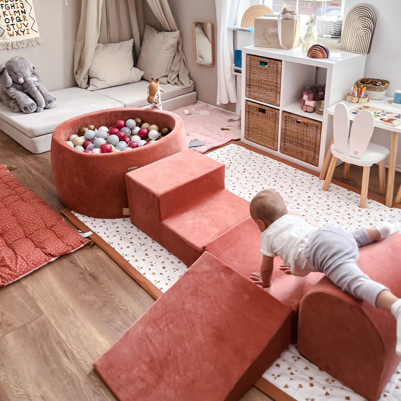 meowbaby-parcours-3-modules-piscine-balles-90x30-velours-marsala-200-balles image 5