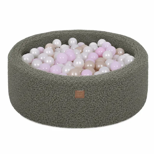 meowbaby-piscine-balles-ronde-90x30-cm-bearly-kaki-200-balles image 1