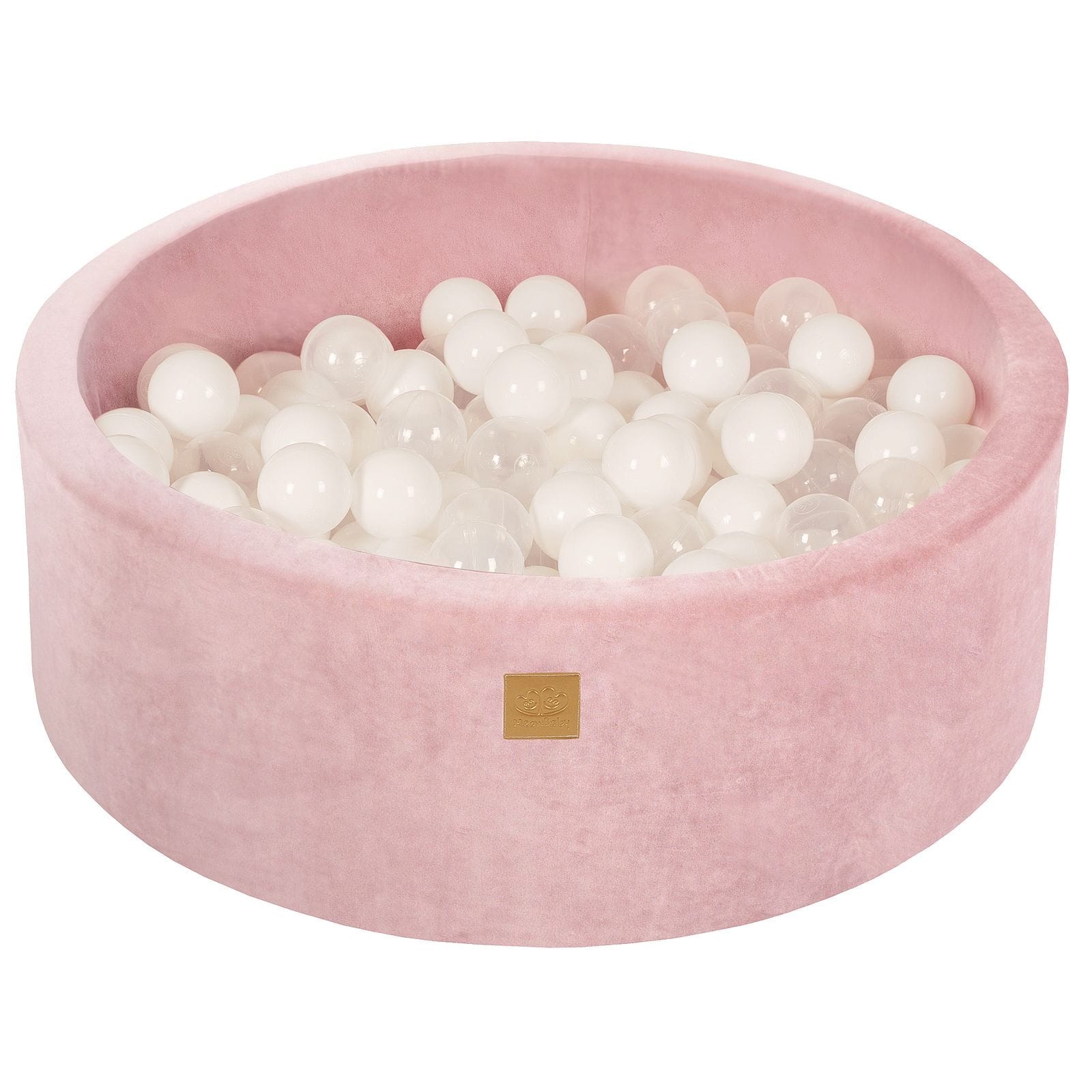 meowbaby-piscine-balles-ronde-90x30-cm-velours-rose-200-balles image 1