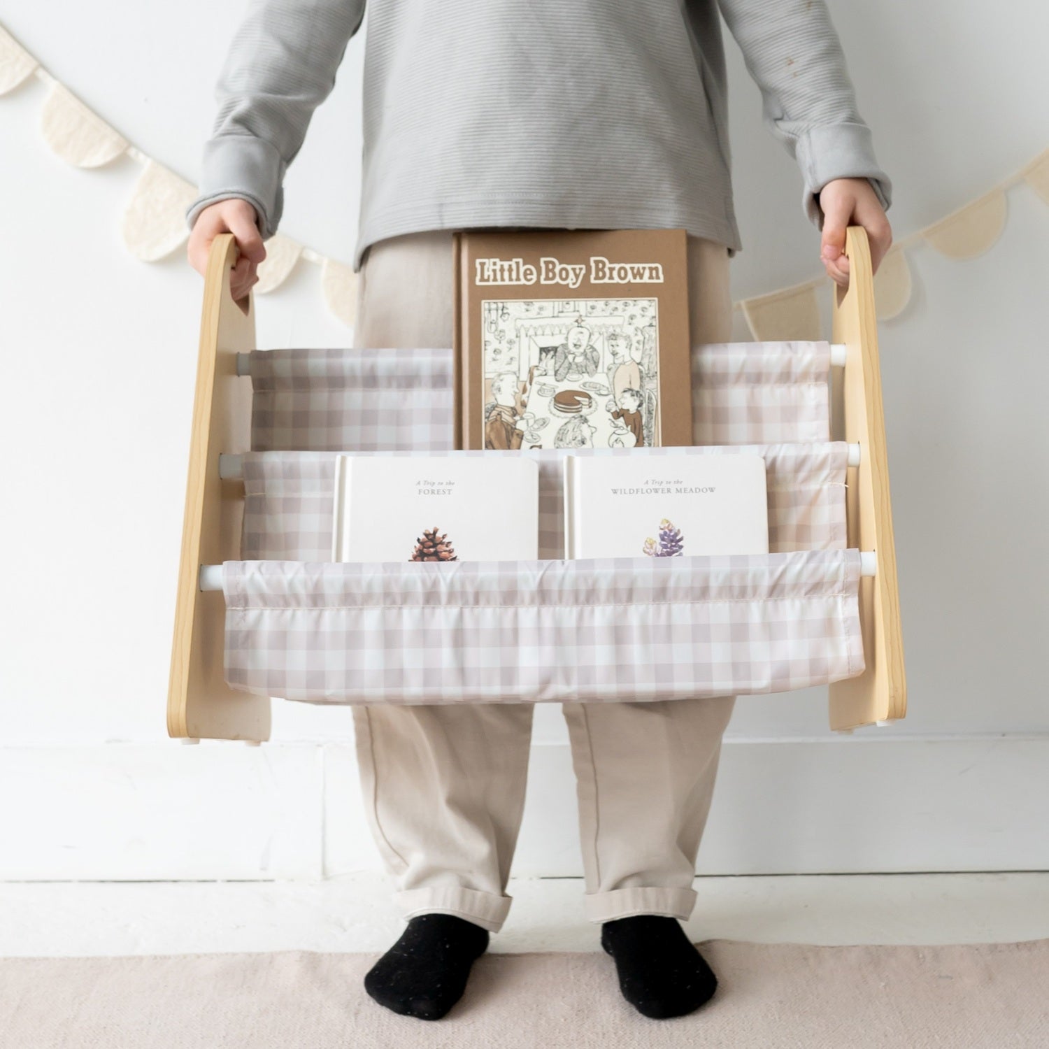 3-sprouts-biblioth-que-portable-double-face-vichy-beige image 2