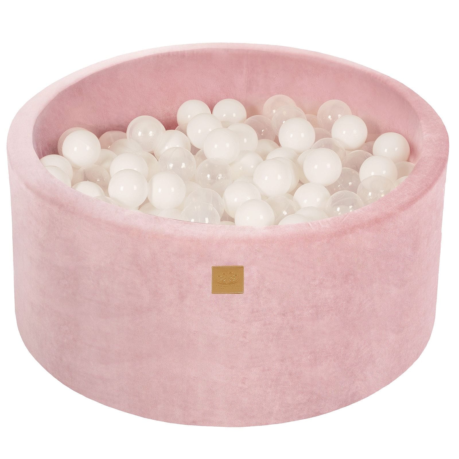 meowbaby-piscine-balles-ronde-90x40-cm-velours-rose-300-balles image 1