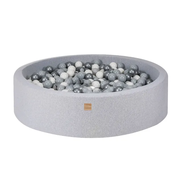 meowbaby-piscine-balles-ronde-120x30-cm-jersey-gris-300-balles image 1