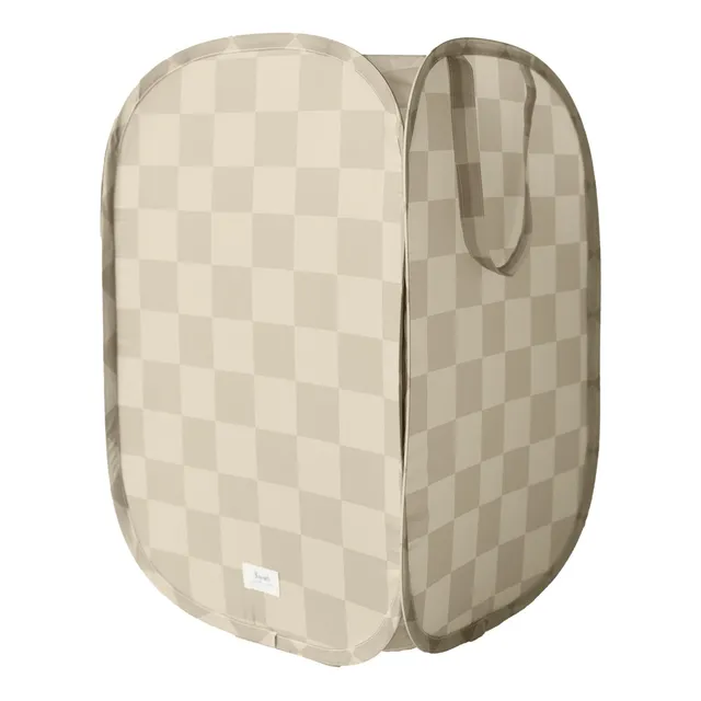 3-sprouts-panier-linge-pop-up-damier-beige-en-tissu-recycl image 1