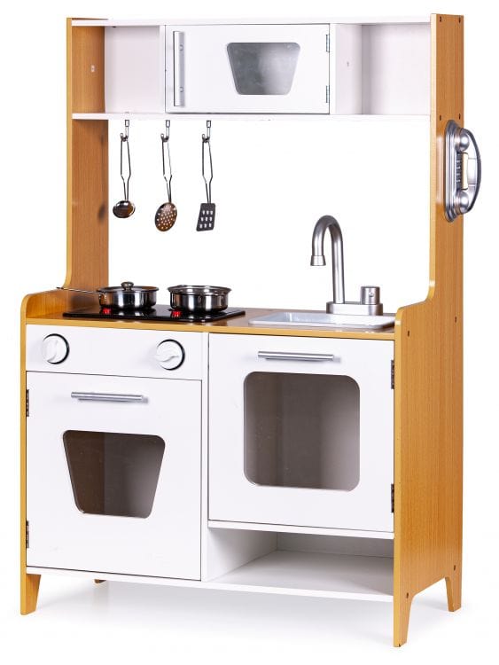 meowbaby-cuisine-en-bois-interactive-blanc-bois-sons-lumi-res-et-accessoires image 2