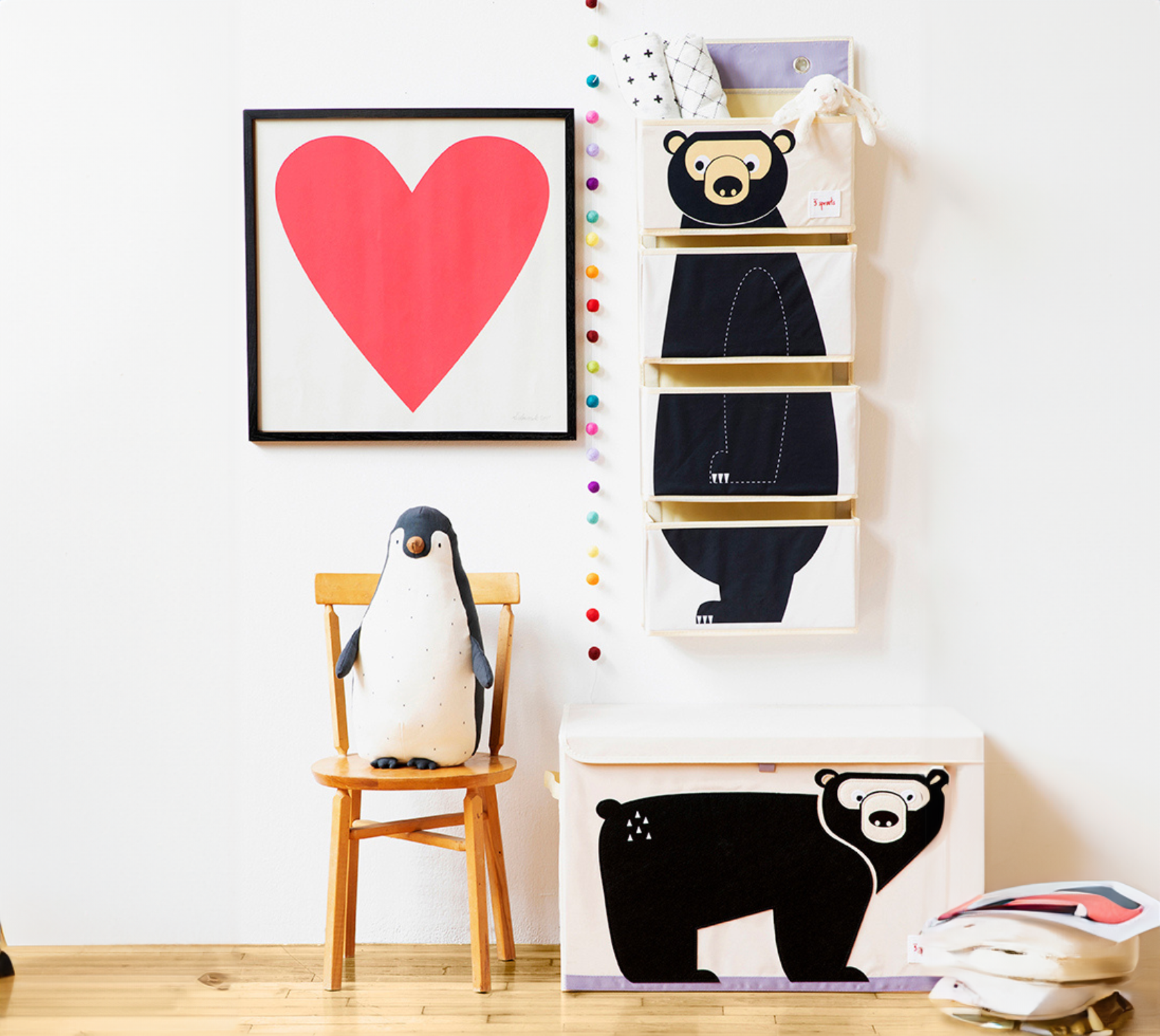 3-sprouts-organisateur-mural-ours-rangement-suspendu-4-poches image 4