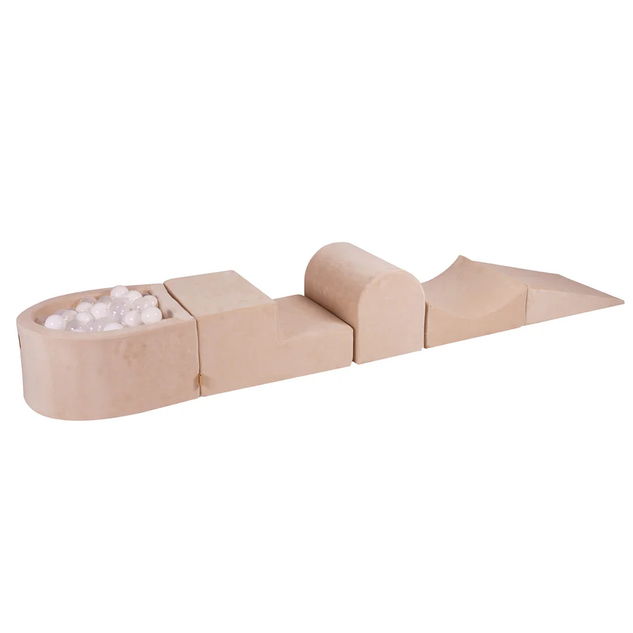 meowbaby-velvet-parcours-de-motricit-5-pi-ces-petite-piscine-balles-beige-balles image 2