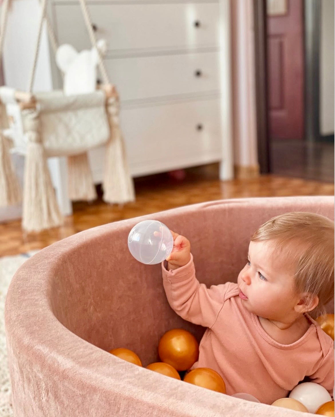 meowbaby-piscine-balles-ronde-90x30-cm-velours-marron-glac-200-balles image 4
