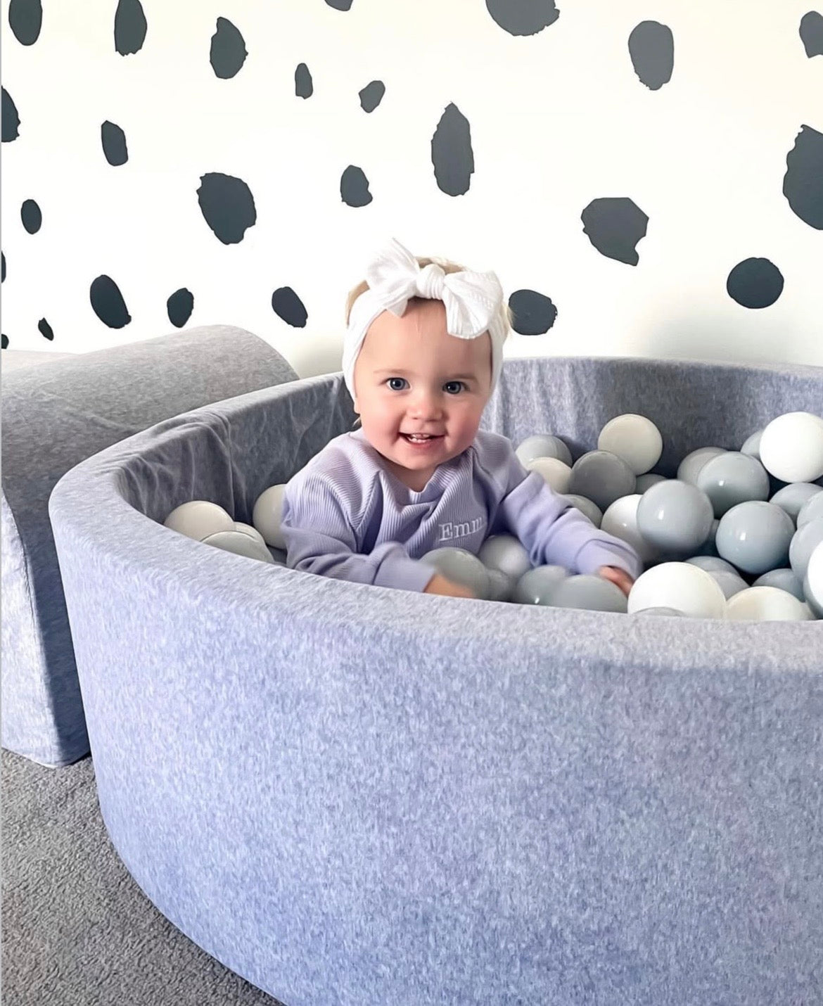 meowbaby-piscine-balles-ronde-90x30-cm-velours-gris-200-balles image 2