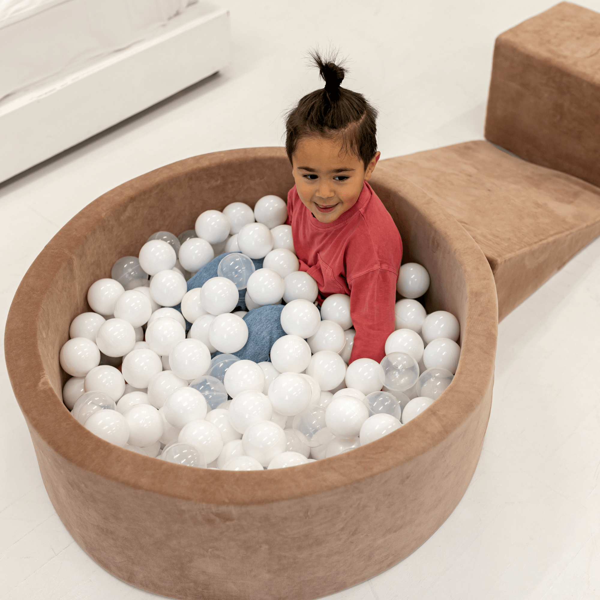 meowbaby-parcours-3-pi-ces-piscine-balles-ronde-90x30-cm-velours-marron-glac-200 image 3