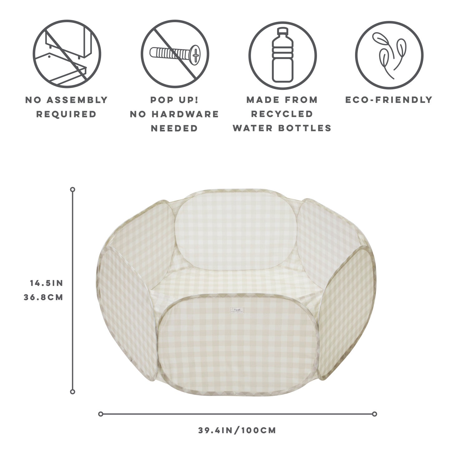 3-sprouts-piscine-balles-en-tissu-recycl-beige-vichy-gingham image 7
